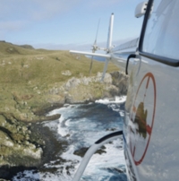 Final drop: Helicopter dropping bait across Antipodes Island.