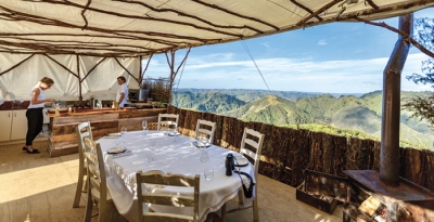 The Chef’s Table “pop-up” restaurant, accessible only by chopper or four-wheel drive, at Blue Duck Station last summer.