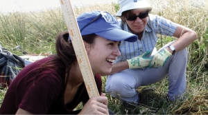 Postgraduate students Stevie Waring, left, and Natascha Lewe working at Wairio.  